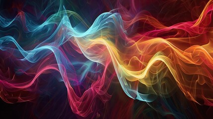 Fototapeta premium Abstract wave of vibrant colorful smoke, swirling and flowing beautifully, perfect for artistic backgrounds.