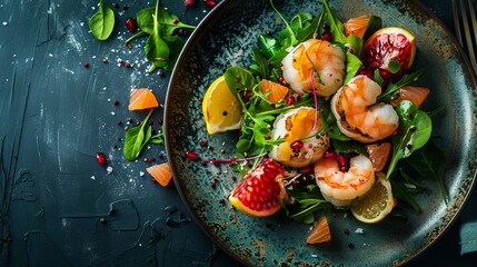 Grilled Scallops and Shrimp Salad with Pomegranate and Lemon