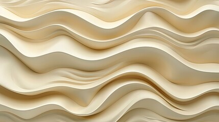 Obraz premium Beige 3D decorative wall panel with wavy pattern, light brown pearl texture, abstract art structure, macro interior backdrop.