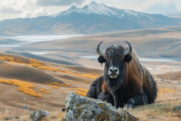 Yak on the plateau, emphasizing the beauty of the highland ecosystem