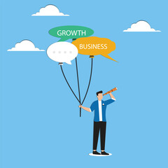 A visionary entrepreneur holding many chat balloons, the importance of communication in business