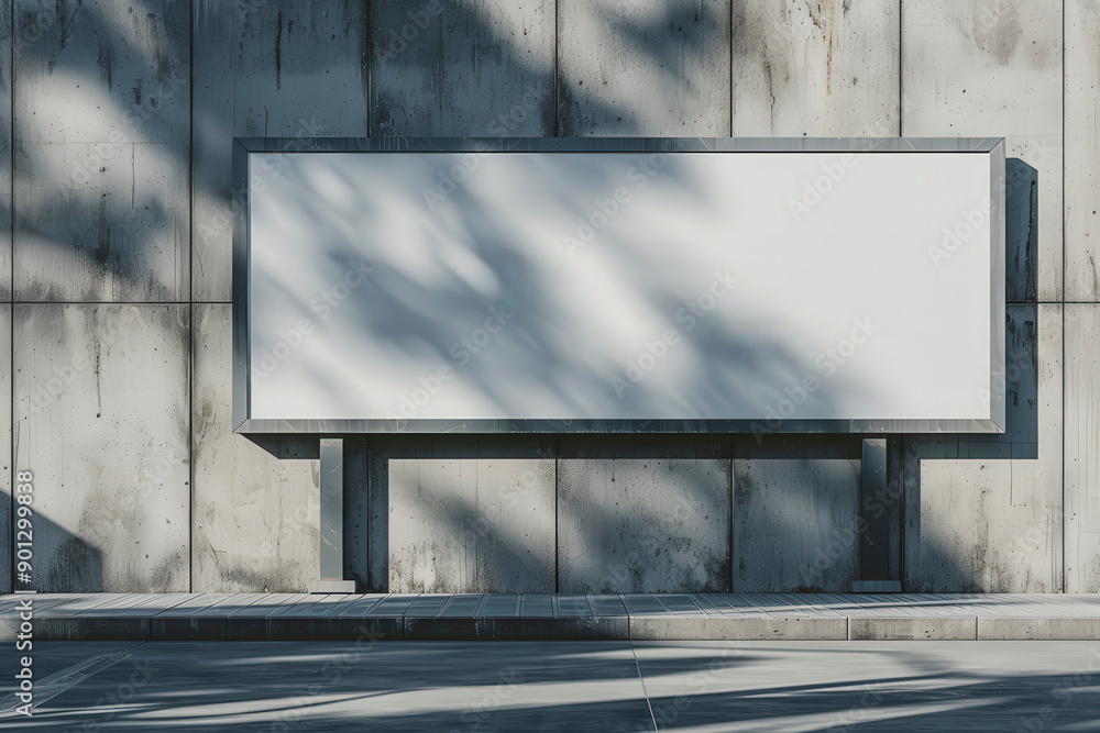 Poster an empty billboard against a concrete wall casts shadowy patterns, waiting for advertisements or mes