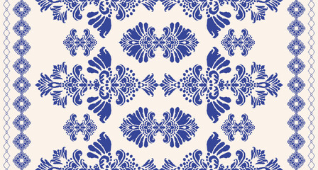 Ikat tribal Indian seamless pattern. Ethnic Aztec fabric carpet mandala ornament native boho chevron textile.Geometric African American oriental traditional vector illustrations. Embroidery style.