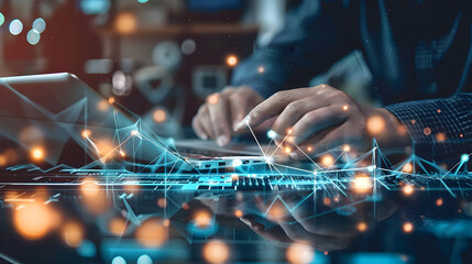 A digital Transformation- Integration between technology and business, with elements like. Generative Ai.