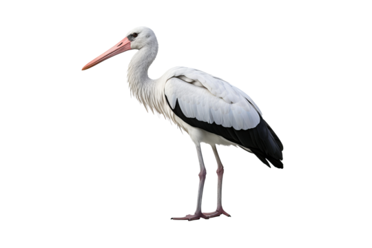 Detailed illustration of a stork in PNG format with transparent background for wildlife and nature design projects