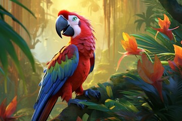 Obraz premium Radiant Tropical bird colorful. Animal wildlife. Generate Ai