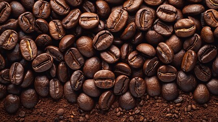 Fototapeta premium Coffee beans texture background high resolution realistic image International coffee day