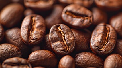 Fototapeta premium Realistic high resolution coffee beans texture background International coffee day