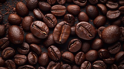Fototapeta premium Coffee beans texture high resolution realistic image background for International coffee day