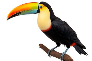 Naklejka premium Colorful toucan PNG with detailed feathers isolated on transparent background for nature and wildlife design projects