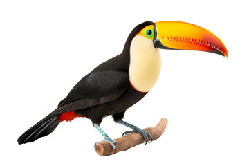 Colorful toucan PNG with detailed feathers isolated on transparent background for nature and wildlife design projects
