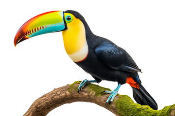 Naklejka premium Colorful toucan PNG with detailed feathers isolated on transparent background for nature and wildlife design projects