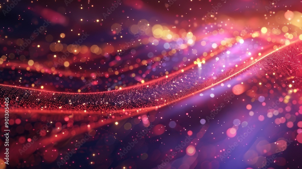 Aufkleber light rays and particles in dynamic energy waves, creating an abstract, vibrant background with glow