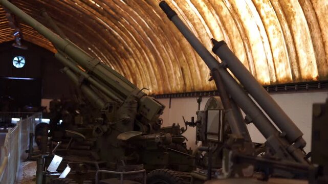 weapons for the military in the hangar