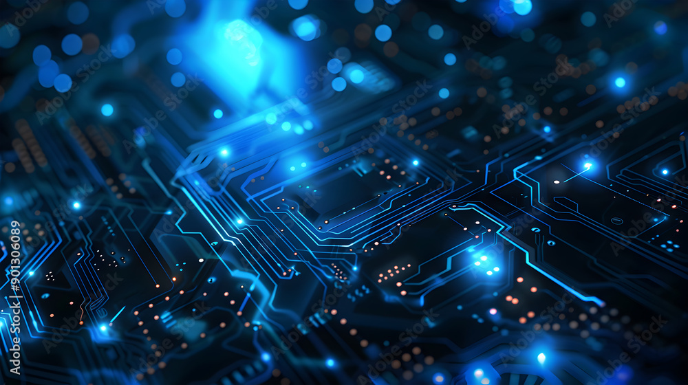 Aufkleber abstract circuit board futuristic technology processing background. generative ai.