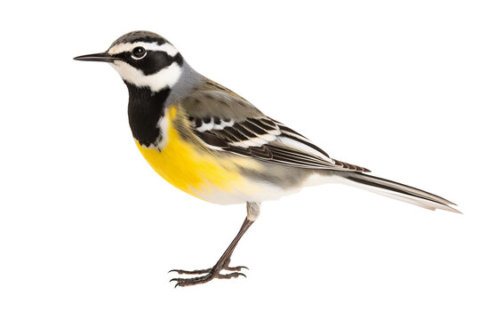 recommend clip art: Side view of a Wagtail bird in full color isolated on transparent background, ideal for birdwatching enthusiasts and nature-themed design projects.
