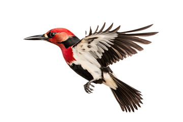 Fototapeta premium Woodpecker PNG image of a vibrant bird perched on a tree trunk, isolated on a transparent background, ideal for nature and wildlife design projects, showcasing detailed feathers and natural textures.