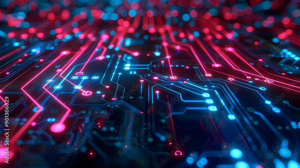 Aufkleber abstract circuit board futuristic technology processing background. generative ai.