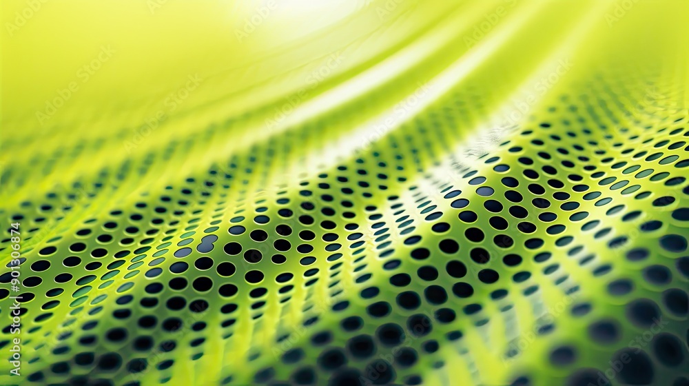 Poster a green and black patterned surface with a lot of dots. the dots are in different sizes and are scat