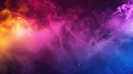 Neon smoke background with burning pink, yellow, blue smoky hues, white powder, and purple smoke, ideal for dynamic visuals.