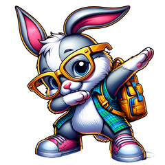 Rabbit With Backpack and Glasses