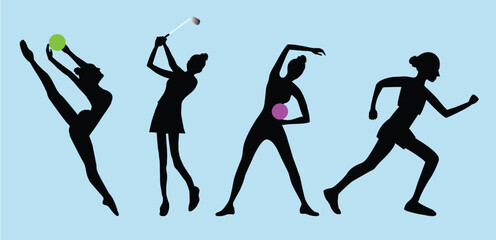 silhouettes of women's sport vector