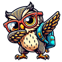 Owl With Glasses and Backpack