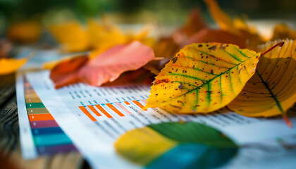 Fototapeta premium Autumn Leaves on a Paper