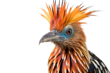 Vibrant hoatzin bird in PNG format isolated on transparent background with distinctive feather patterns and unique appearance