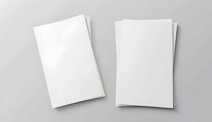 Two white blank paper sheets on transparent background vector illustration, flat lay