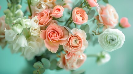 Pastel Rose Bouquet Soft Focus Elegant Floral Background