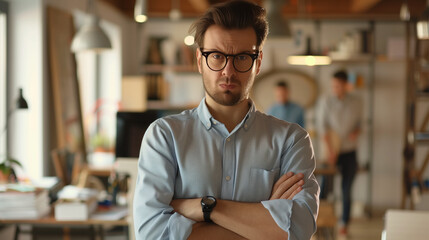 Fototapeta premium angry and frowning boss. sullen face