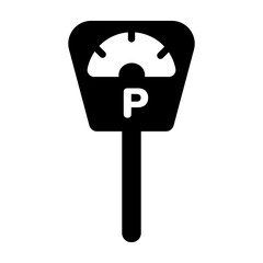 A glyph icon of parking meter