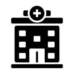 A hospital building icon in glyph style 