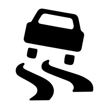 A filled icon of slippery road sign