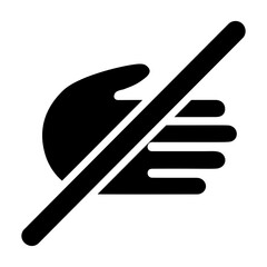A glyph style icon of dont touch sign