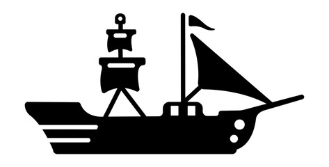 A filled style icon of brig ship 