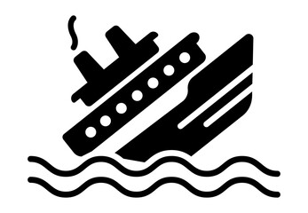 Sinking boat solid style icon 