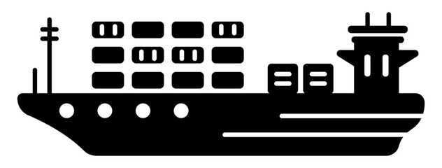 Container ship icon designed in solid style 