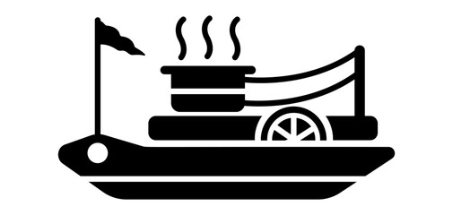 Small steamboat icon in solid style 
