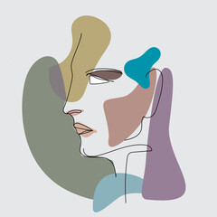 single black line man portrait black and multi color background