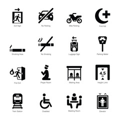 Collection of Public Signage Glyph Icons

