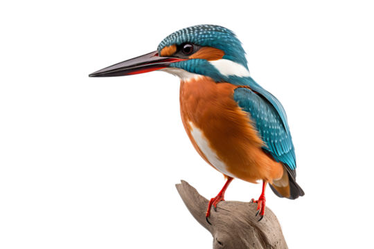 Colorful kingfisher bird in mid-flight isolated on transparent background with detailed feathers and vibrant plumage ideal for nature and wildlife design projects