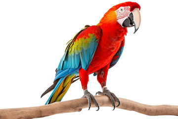 Obraz premium Colorful macaw parrot with vibrant feathers isolated on transparent background, ideal for tropical and exotic design projects