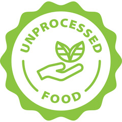 green unprocessed food outline icon round rounded circle badge stamp label isolated on transparent background