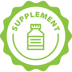 green supplement outline icon round rounded circle badge stamp label isolated on transparent background