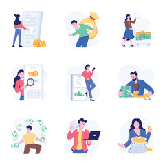 Fototapeta premium Bundle of Loan Process Flat Illustrations 