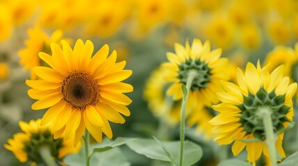 Obraz premium Vibrant Sunflowers in Full Bloom