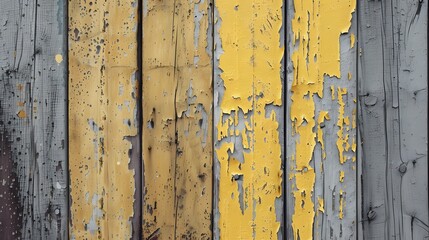 Peeling Yellow Paint on Aged Wooden Planks