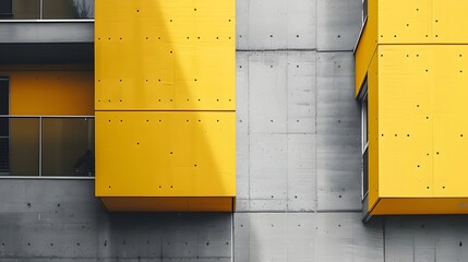 Modern Architecture with Yellow Panels and Concrete Walls